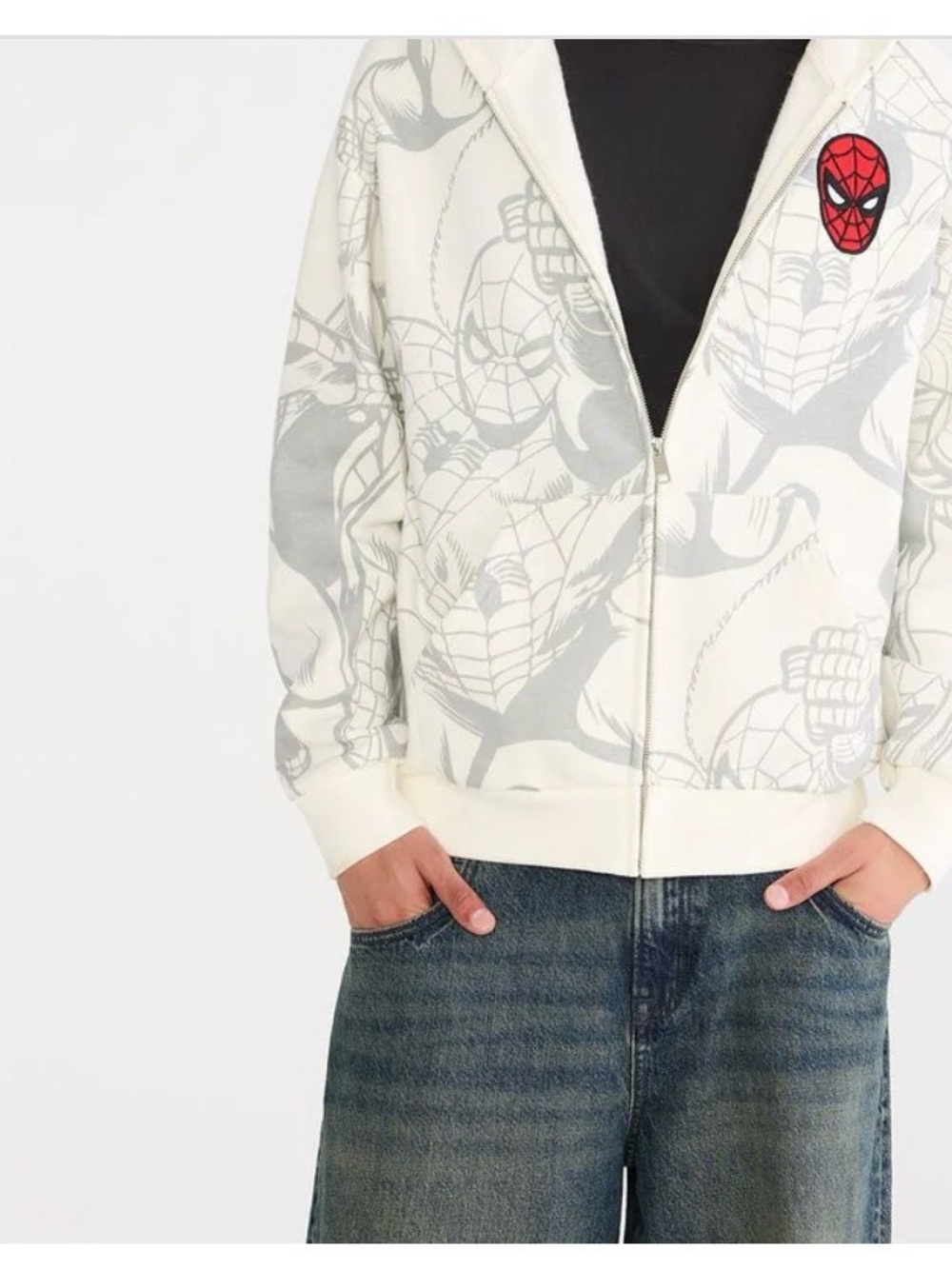 Aeropostale White & Gray Spider-Man Zip Jacket